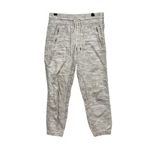 Athleta‎ Cabo Tide Linen Joggers Beige Camo Drawstring Pants Size 4P